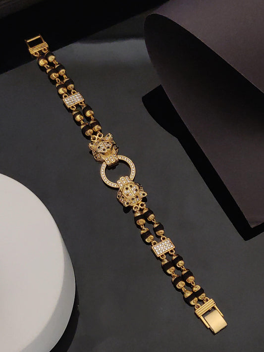 Mens 2 line Lion Bracelet