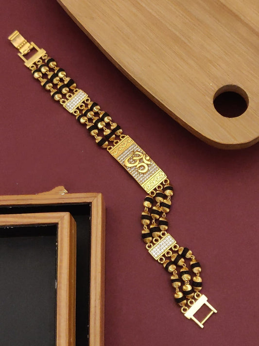 Mens 3 line Om Bracelet