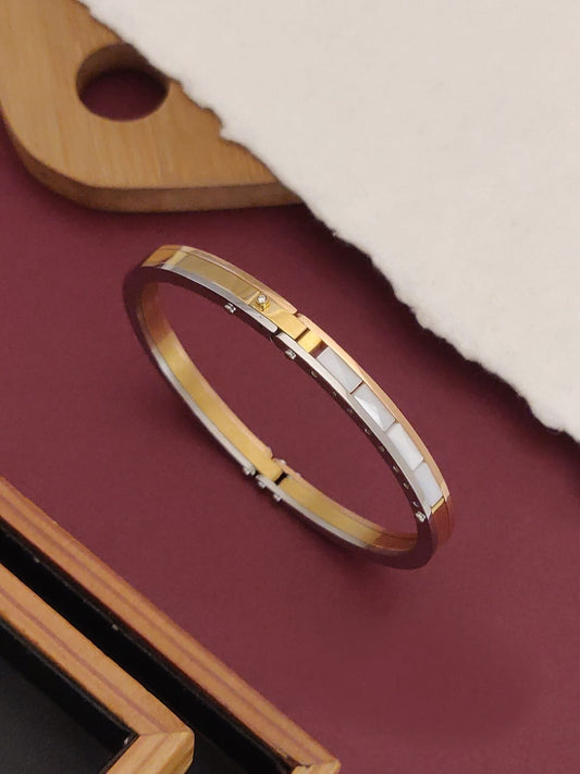 Mens Silver Kada Ceramic Bracelet C