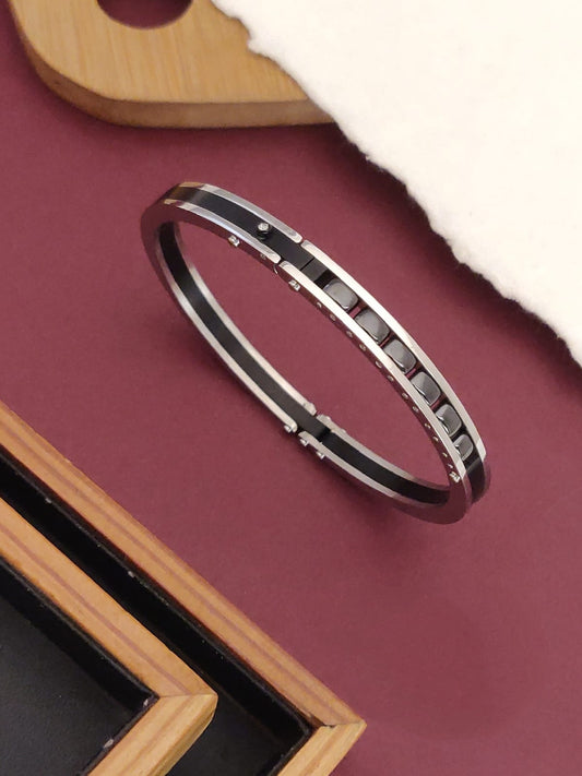 Mens Silver Kada Ceramic Bracelet A